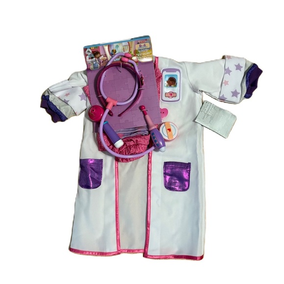 Disney Doc Mcstuffins Doctor Costume NEW Sz 3 W/ Stethoscope Tools Halloween - Picture 1 of 6